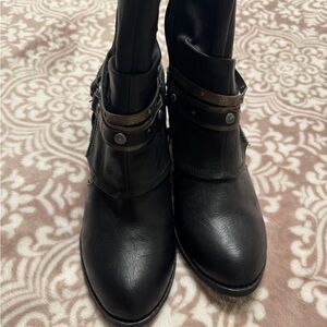 Jellypop Black Ankle Booties with Strap Detail